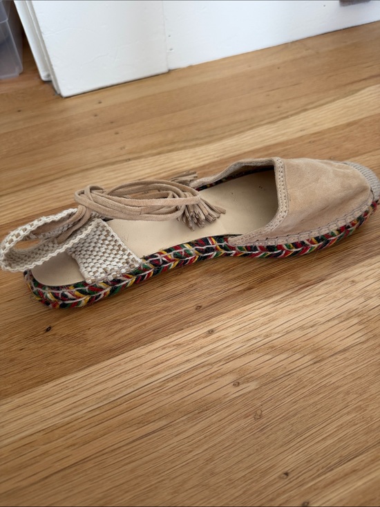 J. Crew Shoes - J. Crew Beige Suede Tassel Espadrille with Multicolor Braided Sole